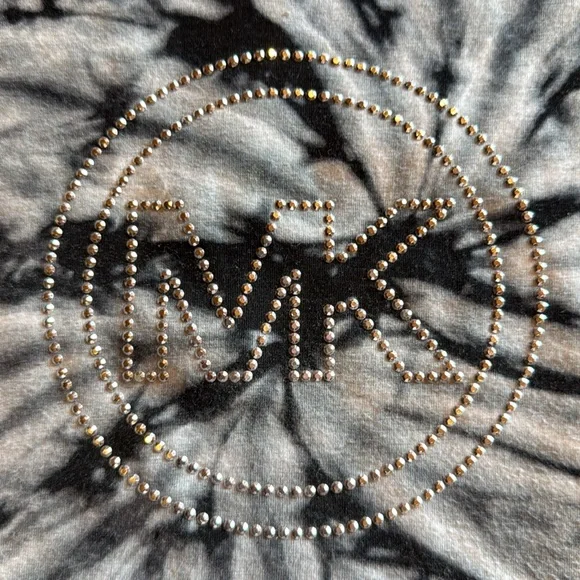 Michael Kors Black and White Graphic studded Logo T-Shirt - Picture 2 of 6